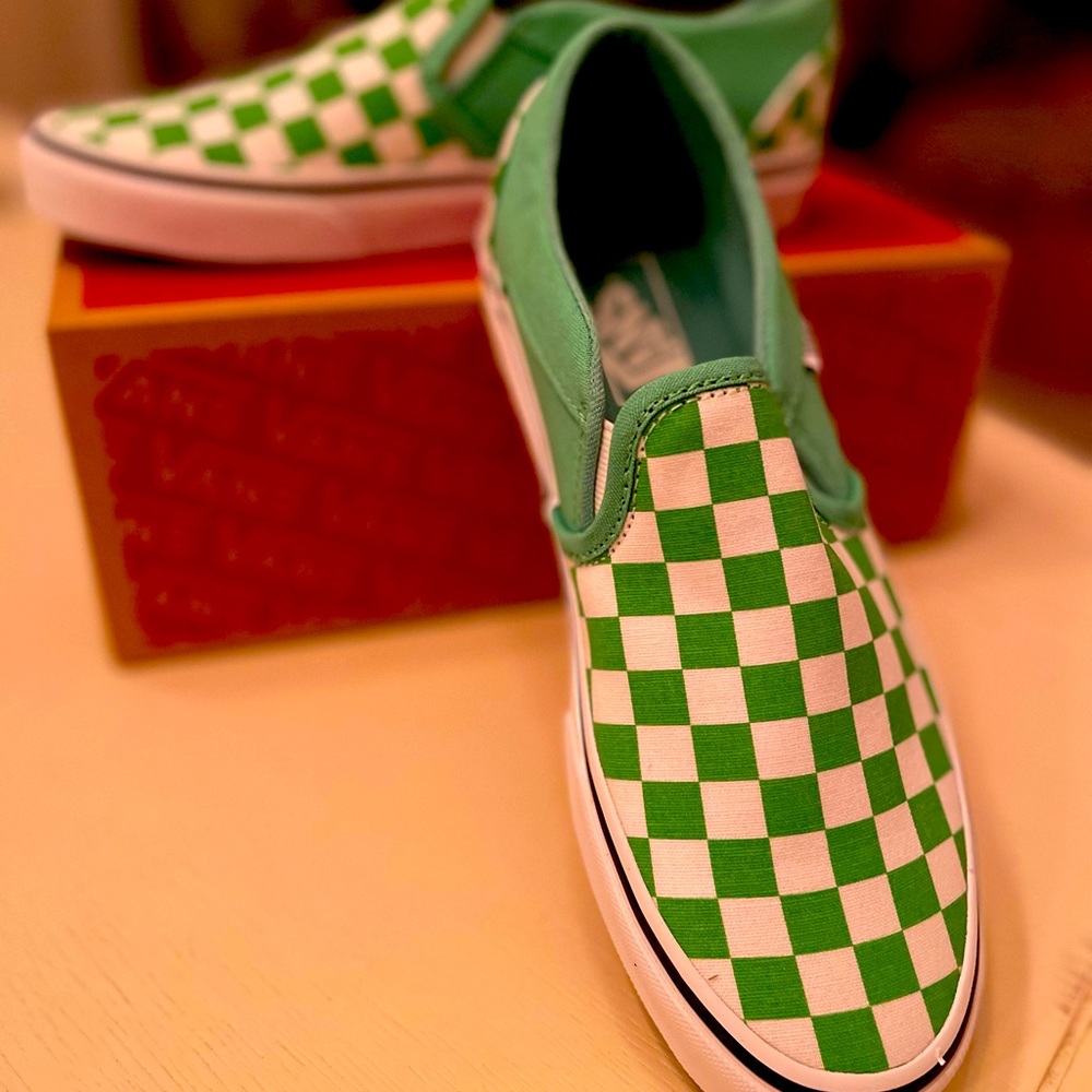 NWT Asher Checkerboard Summer Green VANS